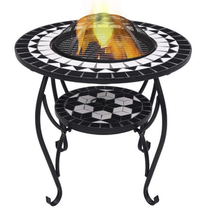 Mosaic Fire Pit Table Black And White 68 Cm Ceramic