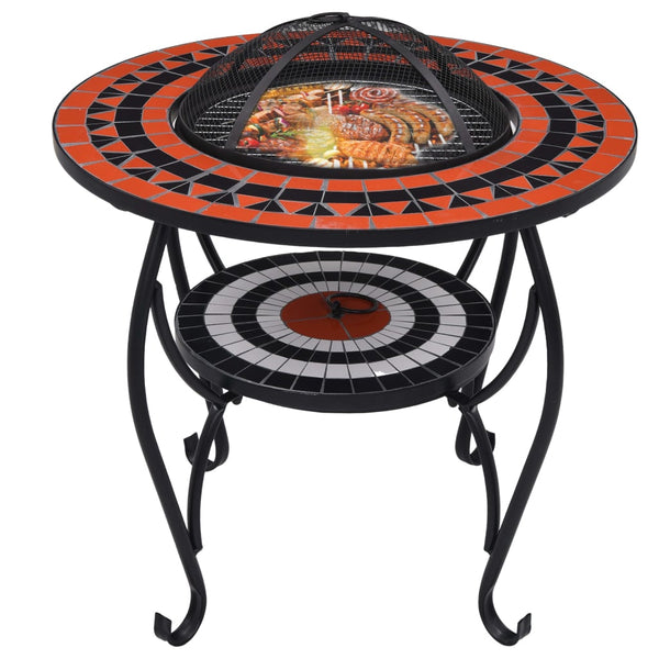 Mosaic Fire Pit Table Terracotta And White 68 Cm Ceramic