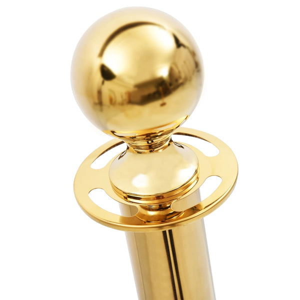 Caution & Flagging Tapes 3 Piece Vip Queue Barrier Set Stainless Steel Gold