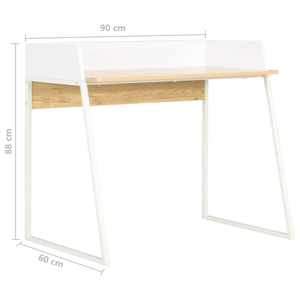 Vidaxl Desk White And Oak 90X60x88cm Home Office Desks