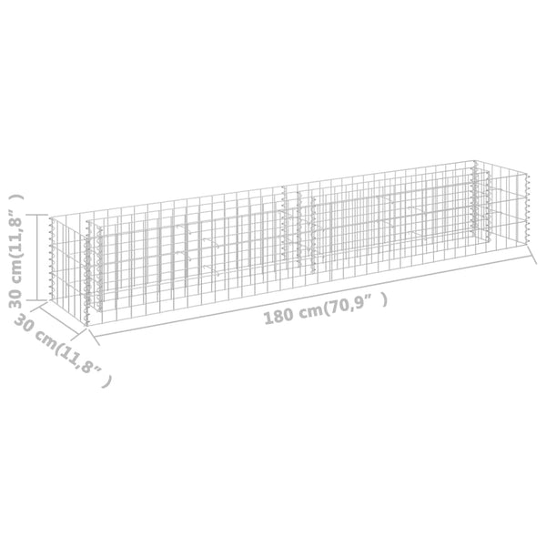 Gabion Raised Bed Galvanised Steel 180X30x30 Cm Raised Garden Beds
