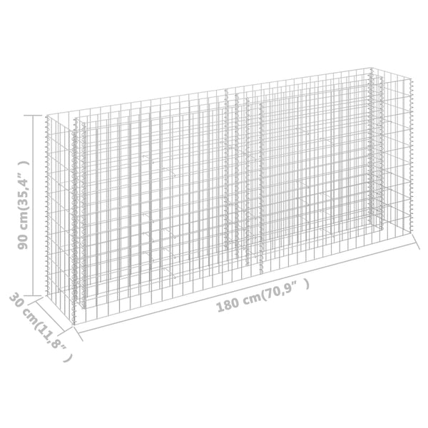Gabion Raised Bed Galvanised Steel 180X30x90 Cm Raised Garden Beds