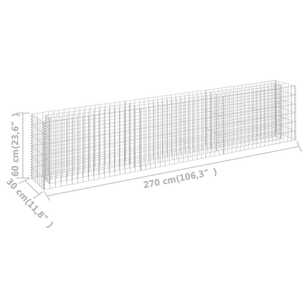 Gabion Raised Bed Galvanised Steel 270X30x60 Cm Raised Garden Beds