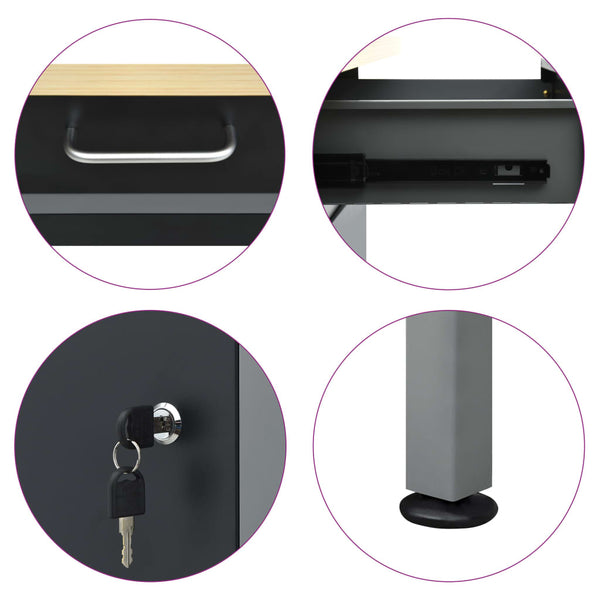 Vidaxl Workbench Black 160X60x85 Cm Steel Work Benches