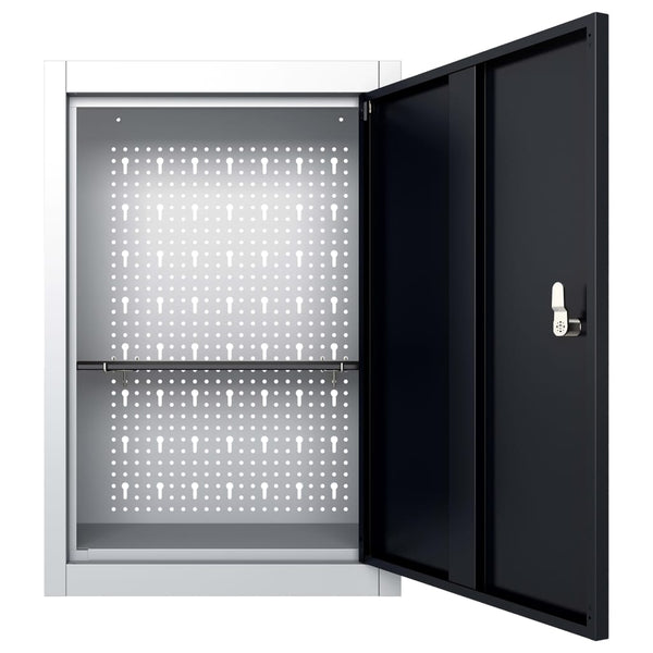 Vidaxl Wall Mounted Tool Cabinet Industrial Style Metal Grey And Black Tool Cabinets & Cupboards