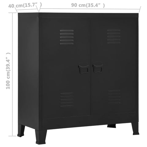Industrial Storage Chest Black 90X40x100 Cm Steel