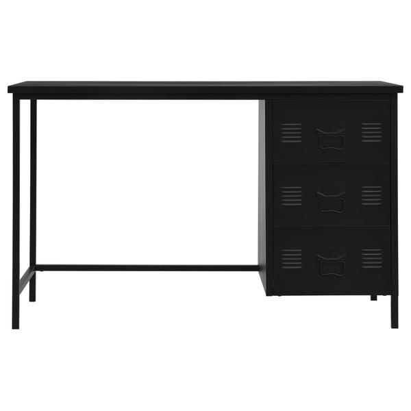 Desk With Drawers Industrial Black 120X55x75 Cm Steel