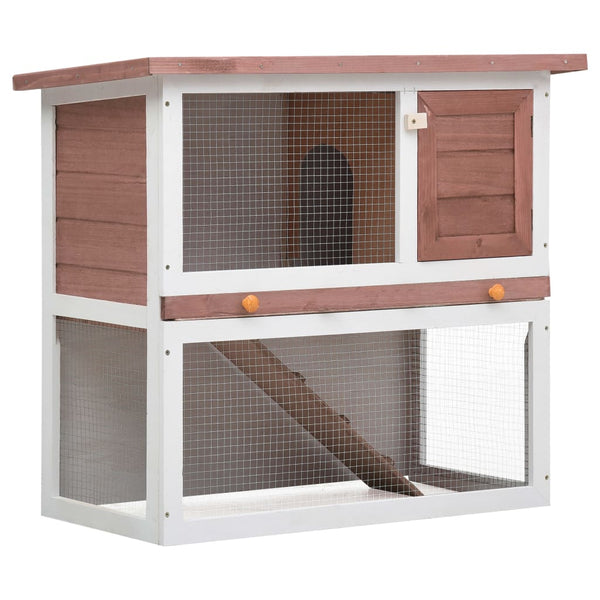 Vidaxl Outdoor Rabbit Hutch 1 Door Brown Wood Small Animal Cages & Hutches