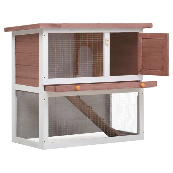 Vidaxl Outdoor Rabbit Hutch 1 Door Brown Wood Small Animal Cages & Hutches