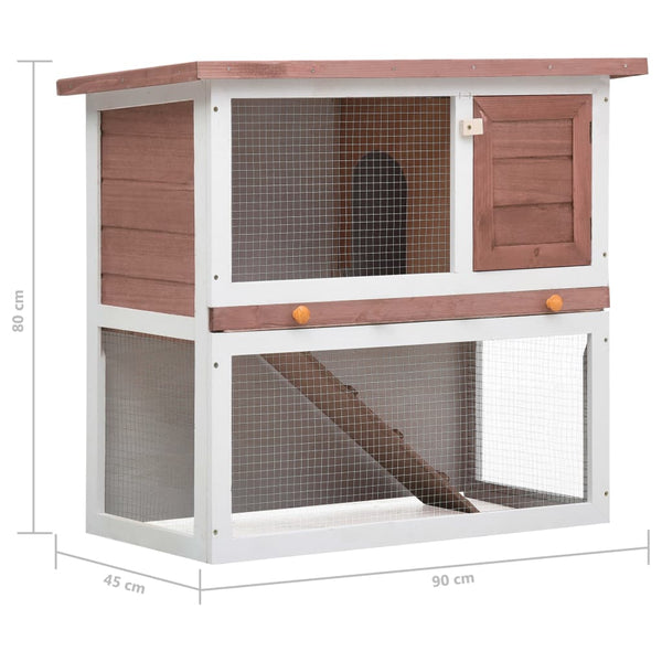 Vidaxl Outdoor Rabbit Hutch 1 Door Brown Wood Small Animal Cages & Hutches