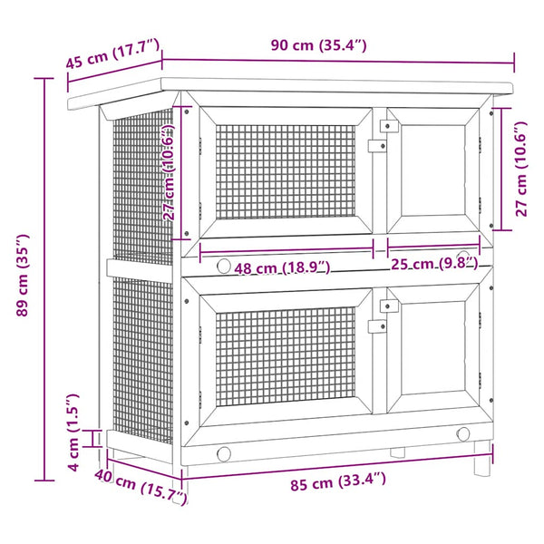 Rabbit Hutch With Wire Mesh And Waterproof Roof Small Animal Cage Small Animal Cages & Hutches