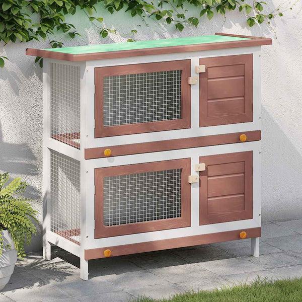 Rabbit Hutch With Wire Mesh And Waterproof Roof Small Animal Cage Small Animal Cages & Hutches
