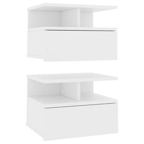 Floating Nightstands 2 Pcs White 40X31x27 Cm Engineered Wood