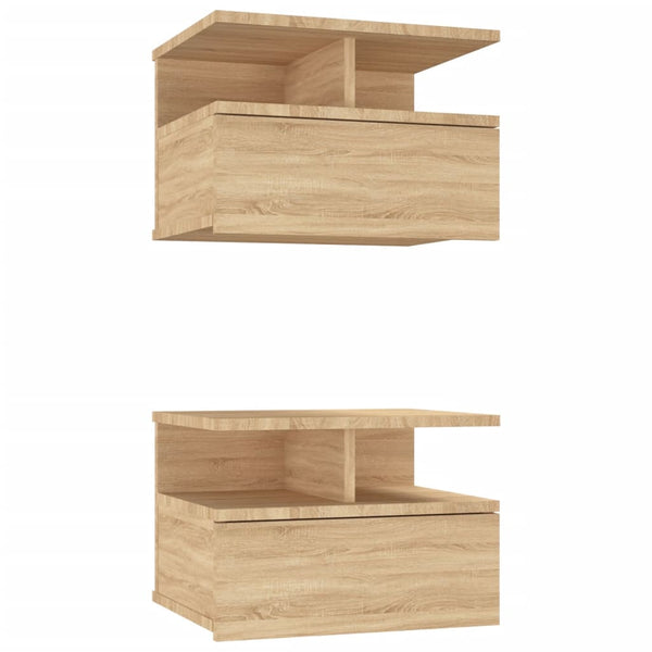 Vidaxl Floating Nightstands 2 Pcs Sonoma Oak 40X31x27 Cm Engineered Wood Bedside Tables