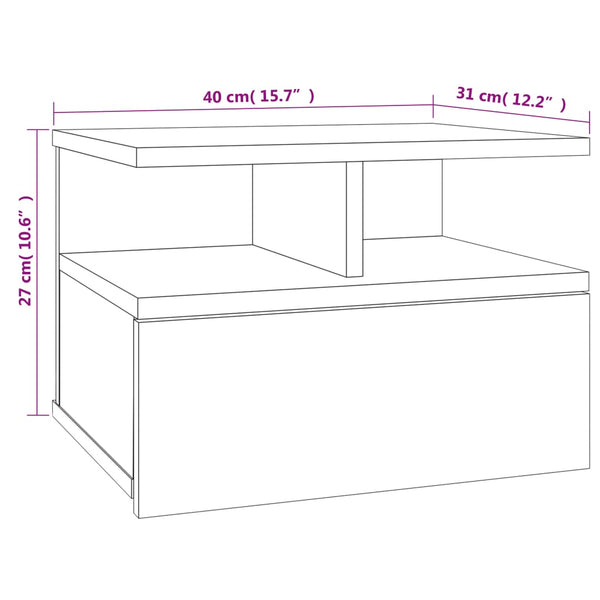 Vidaxl Floating Nightstands 2 Pcs Sonoma Oak 40X31x27 Cm Engineered Wood Bedside Tables