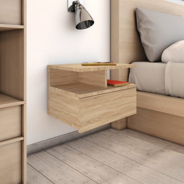 Vidaxl Floating Nightstands 2 Pcs Sonoma Oak 40X31x27 Cm Engineered Wood Bedside Tables