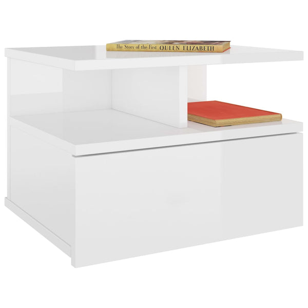 Floating Nightstands 2 Pcs High Gloss White 40X31x27 Cm Engineered Wood Bedside Tables