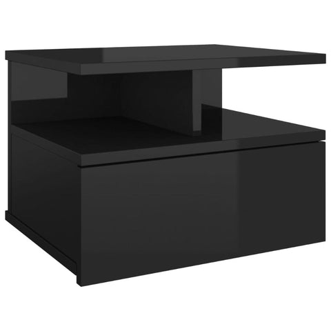 Vidaxl Floating Nightstand High Gloss Black 40X31x27 Cm Engineered Wood Bedside Tables