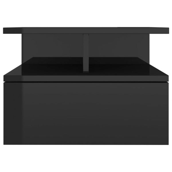 Vidaxl Floating Nightstand High Gloss Black 40X31x27 Cm Engineered Wood Bedside Tables