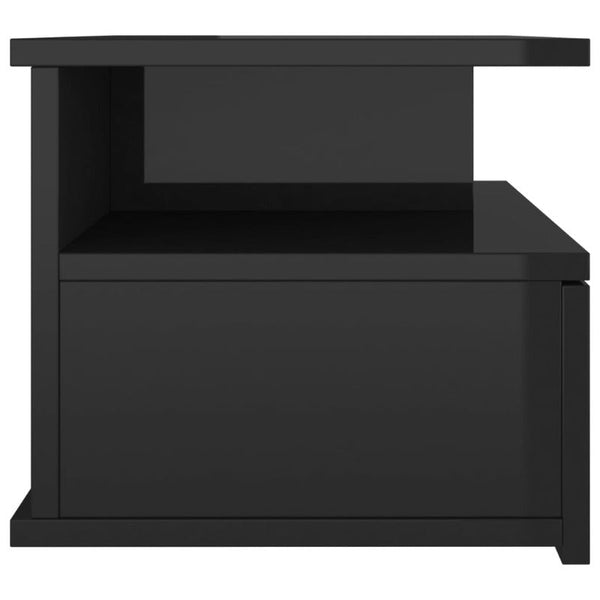 Vidaxl Floating Nightstand High Gloss Black 40X31x27 Cm Engineered Wood Bedside Tables