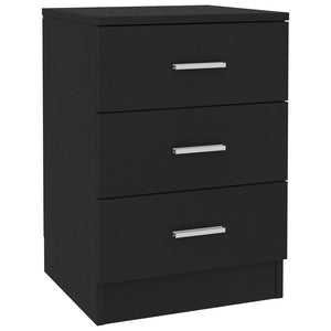 Bedside Cabinet Black 38X35x56 Cm Engineered Wood