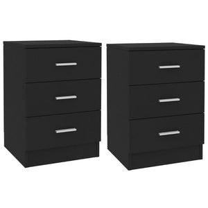 Bedside Cabinets 2 Pcs Black 38X35x56 Cm Engineered Wood