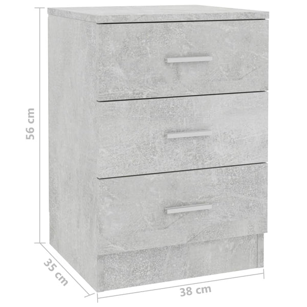 Bedside Cabinet Concrete Grey 38X35x56 Cm Engineered Wood Bedside Tables