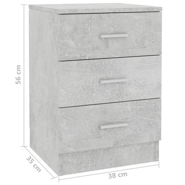 Bedside Cabinets 2 Pcs Concrete Grey 38X35x56 Cm Engineered Wood Bedside Tables