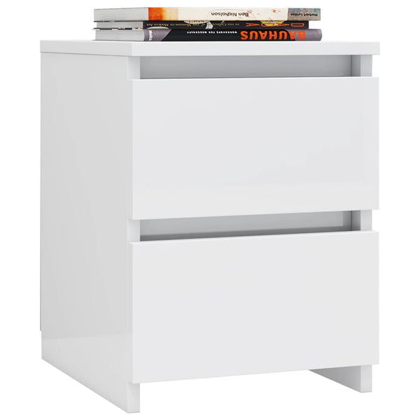 Bedside Cabinet High Gloss White 30X30x40 Cm Engineered Wood
