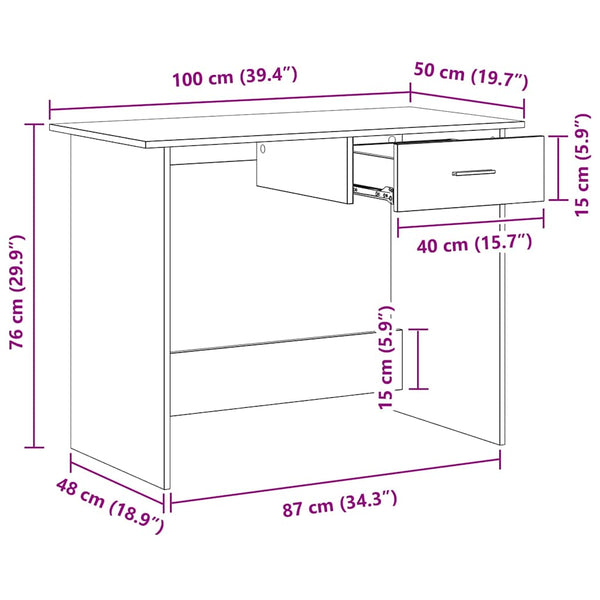 Vidaxl Desk White 100X50x76 Cm Engineered Wood Home Office Desks