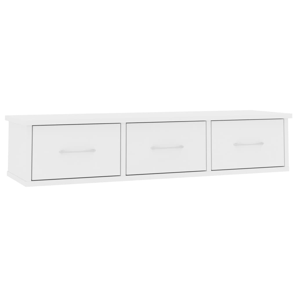 Wall Mounted Drawer Shelf White 88X26x18.5 Cm Engineered Wood Bookshelves