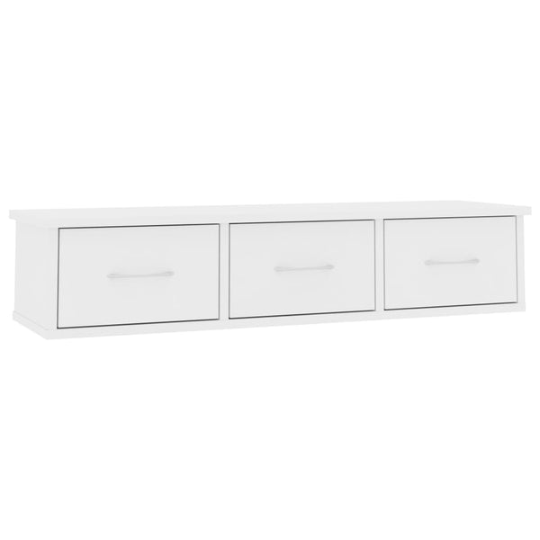 Wall Mounted Drawer Shelf White 88X26x18.5 Cm Engineered Wood Bookshelves