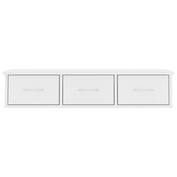 Wall Mounted Drawer Shelf White 88X26x18.5 Cm Engineered Wood Bookshelves