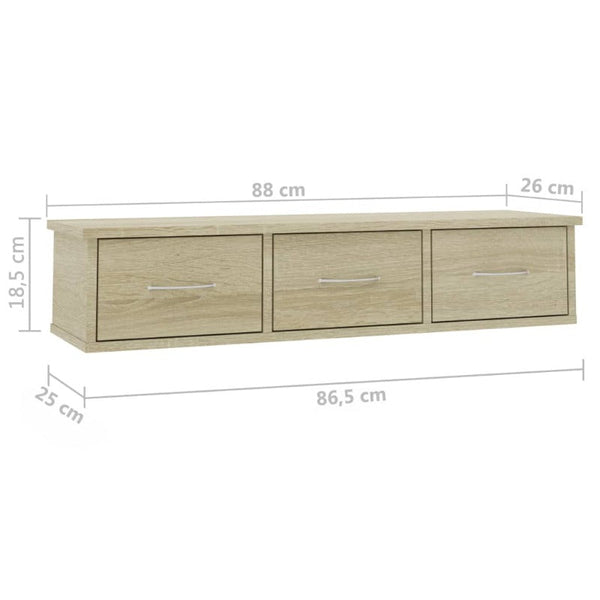 Bookshelves Wall Mounted Drawer Shelf Sonoma Oak 88X26x18.5 Cm Engineered Wood