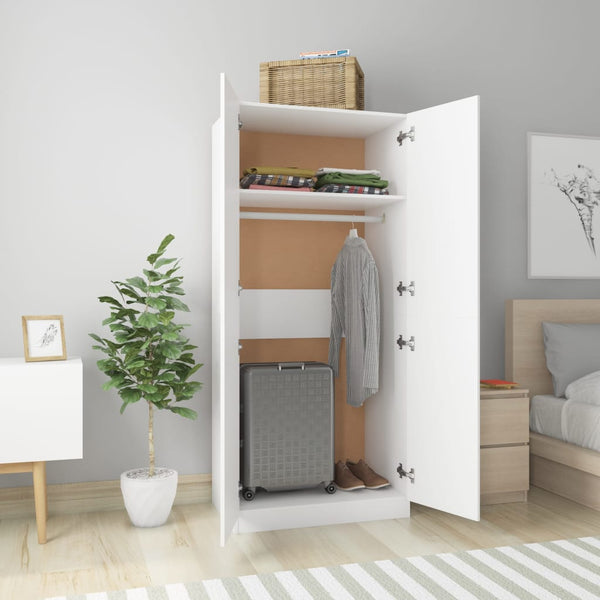 Wardrobe White 80X52x180 Cm Engineered Wood Wardrobes