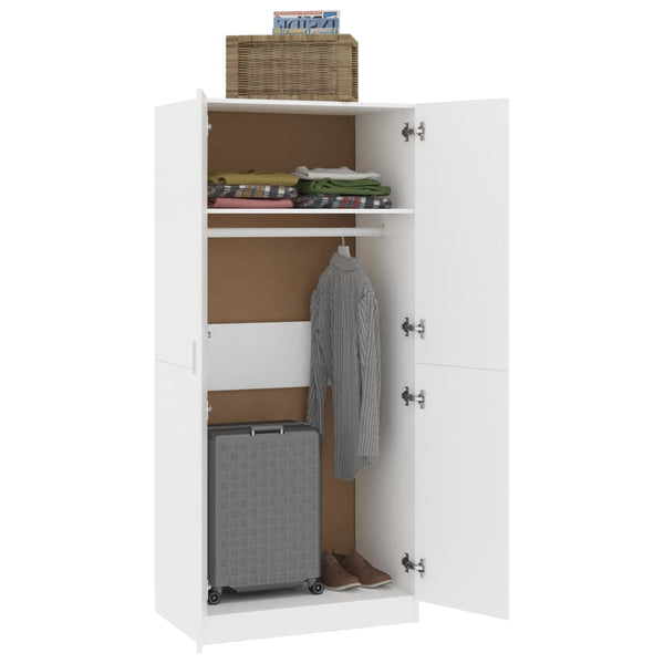Wardrobe White 80X52x180 Cm Engineered Wood Wardrobes