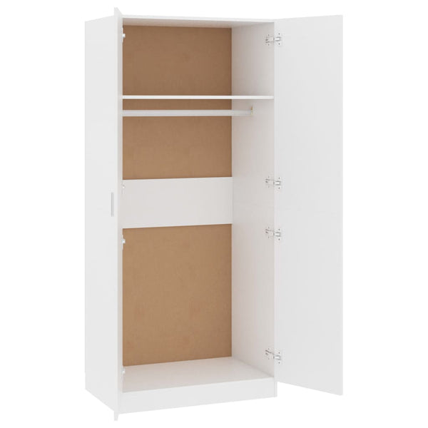 Wardrobe White 80X52x180 Cm Engineered Wood Wardrobes