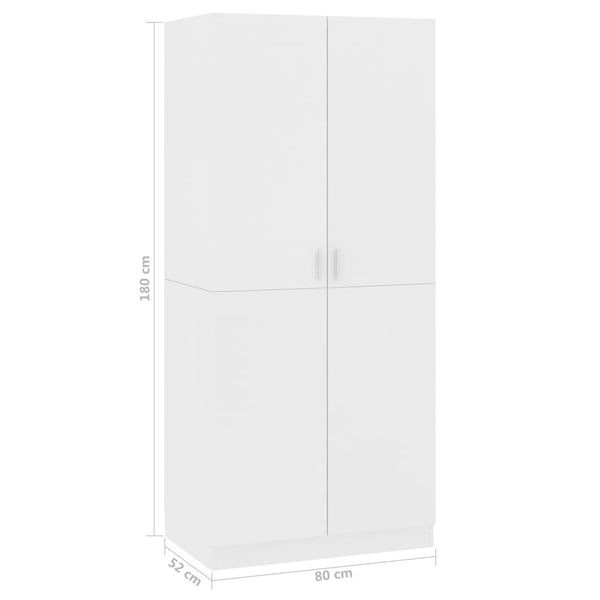 Wardrobe White 80X52x180 Cm Engineered Wood Wardrobes