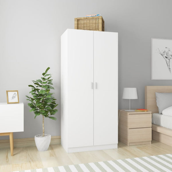 Wardrobe White 80X52x180 Cm Engineered Wood Wardrobes