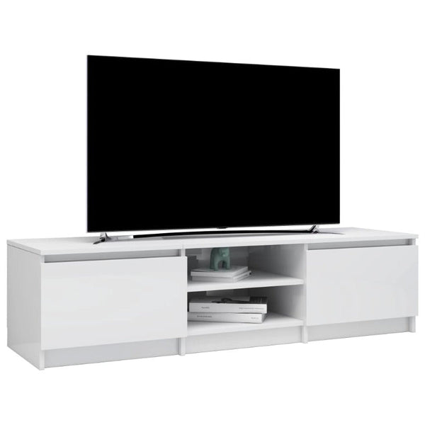 Tv Cabinet High Gloss White 140X40x35.5 Cm Engineered Wood