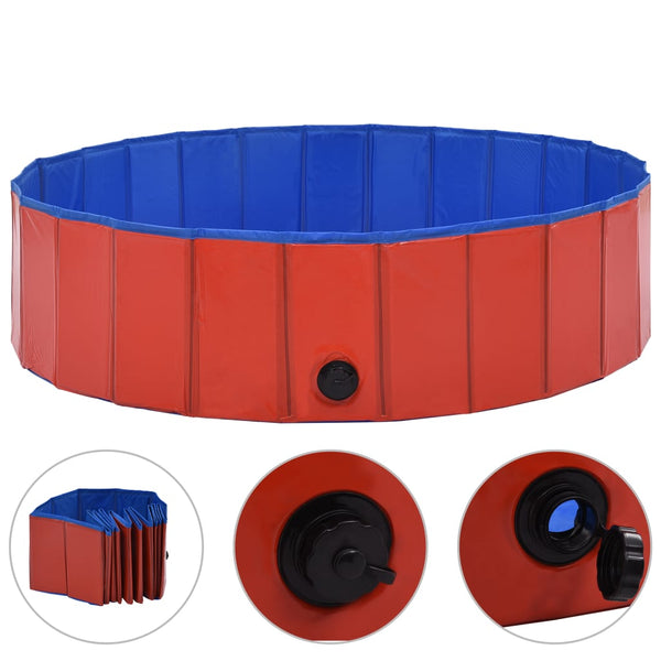 Foldable Dog Swimming Pool Red Pvc