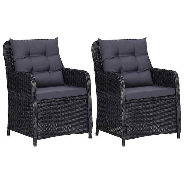 Vidaxl Garden Chairs 2 Pcs With Cushions Poly Rattan Black Patio Chairs