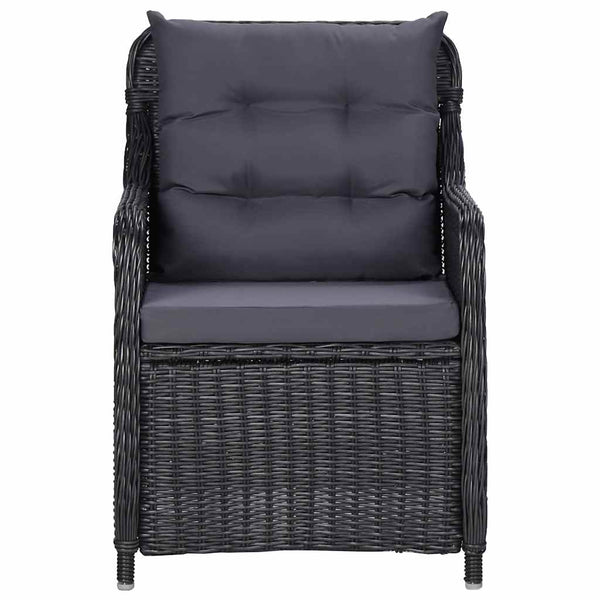 Vidaxl Garden Chairs 2 Pcs With Cushions Poly Rattan Black Patio Chairs