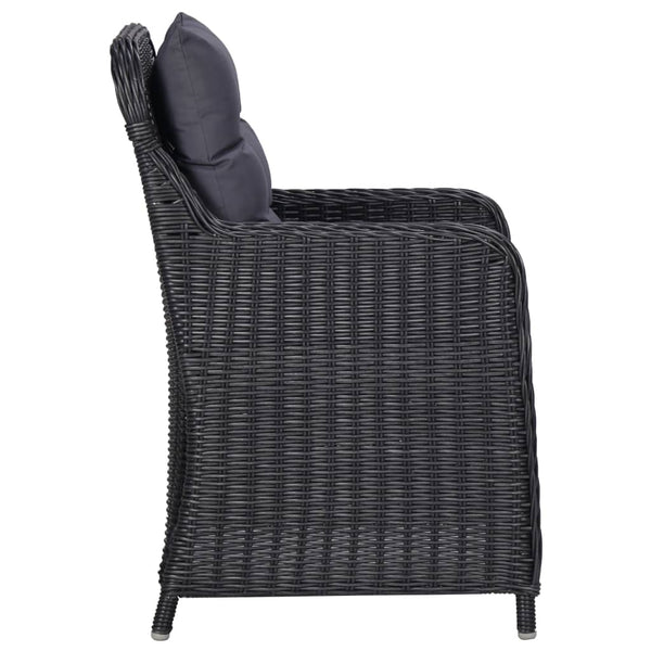 Garden Chairs 2 Pcs With Cushions Poly Rattan Black