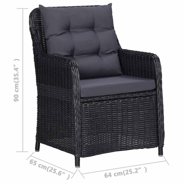 Vidaxl Garden Chairs 2 Pcs With Cushions Poly Rattan Black Patio Chairs