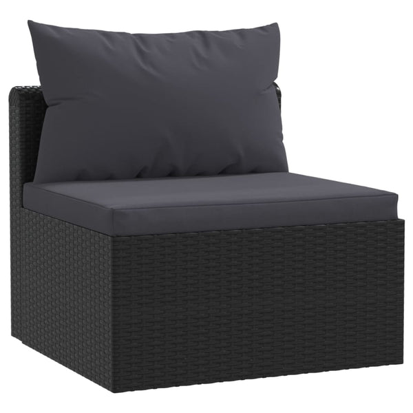 5 Piece Garden Lounge Set With Cushions Poly Rattan Black