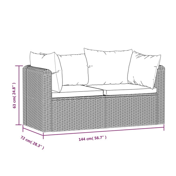 2 Piece Garden Sofa Set With Cushions Poly Rattan Black