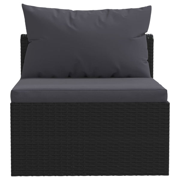 3 Piece Garden Sofa Set With Cushions Poly Rattan Black