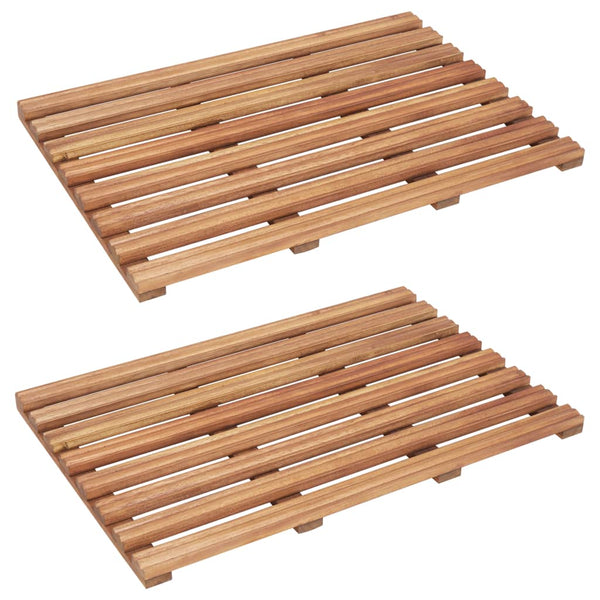 Bath Mats 2 Pcs Solid Acacia Wood 56X37 Cm Bath Mats Rugs & Toilet Covers