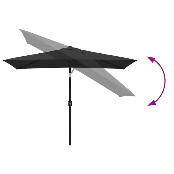 Garden Parasol With Metal Pole 300X200 Cm Black Patio Umbrellas
